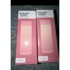 FabFitFun Fruit H2O Tumbler BPA Free Fruit Infuser 25‎ Oz Pink Grid